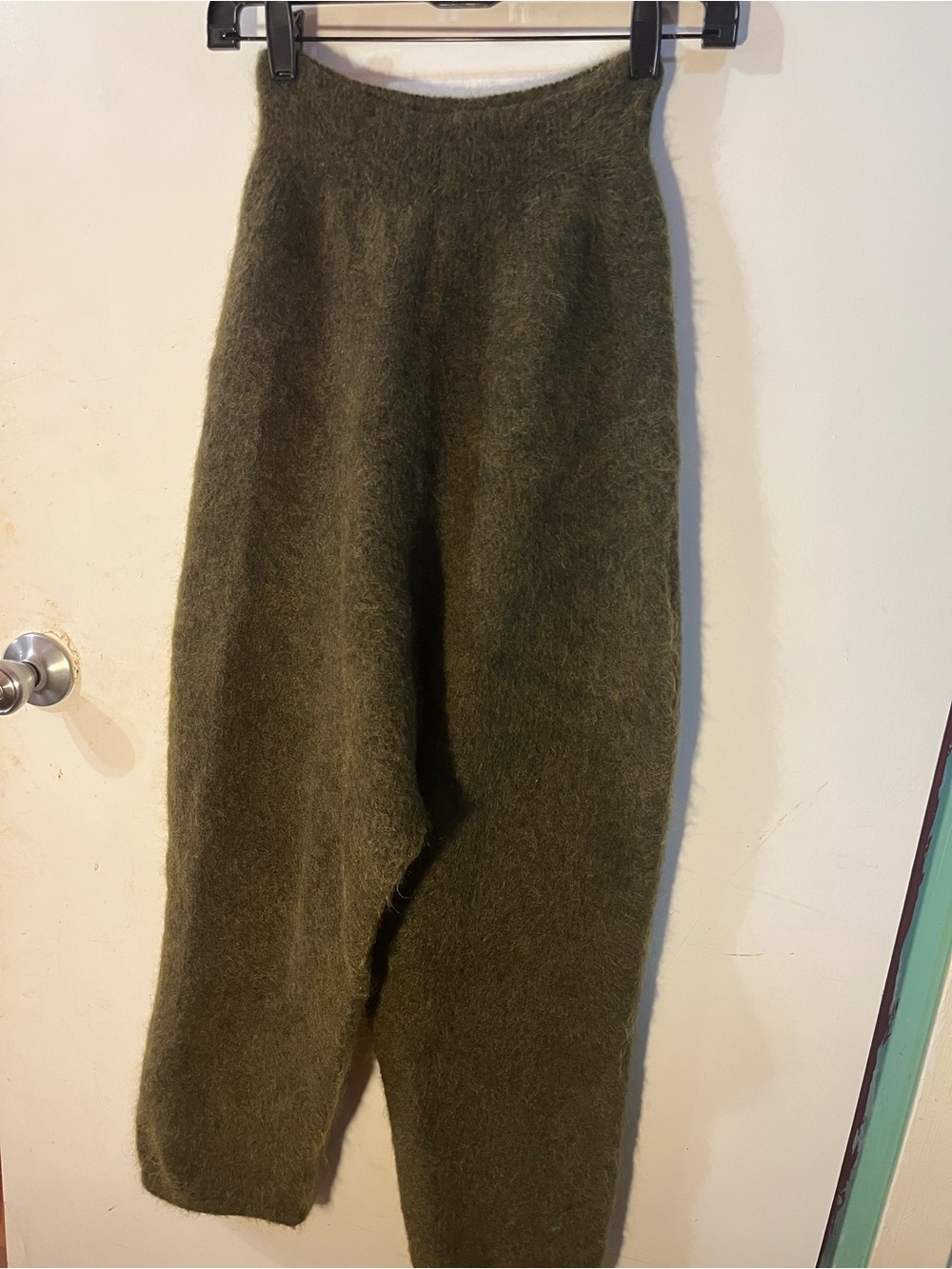 Bielo Olive Green Mohair/ Merino Wool Knit Pants